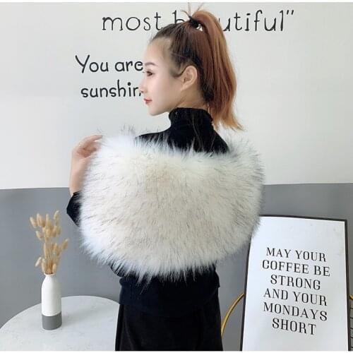 Autumn and winter womens luxury faux fur shawl faux fox fur cloak thicken warm big pashmina TB1050