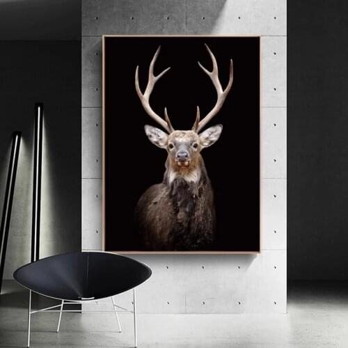 Posters and Prints Black Deer Wall Art Canvas Paintings Animal Wall Pictures for Living Room Home Wall Cuadros Decor