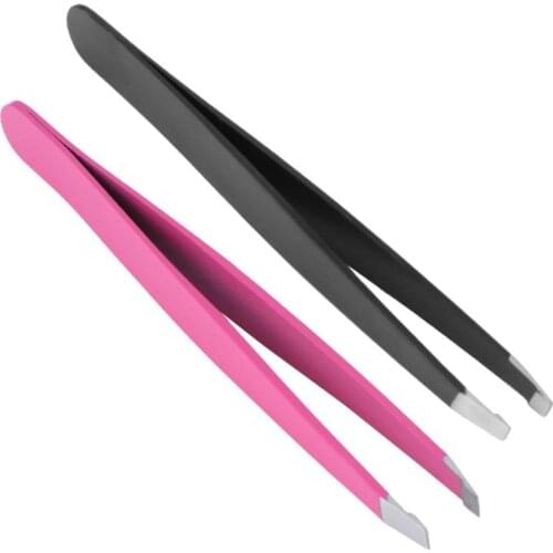 Pro Oblique Eyebrow Tweezers Stainless Steel Eyebrow Shaping Makeup Tools