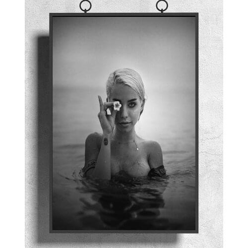 R0328 Black and White Blonde Girl In The Water Sexy Beautiful Girl Model Wall Sticker Silk Poster Art Home Decoration