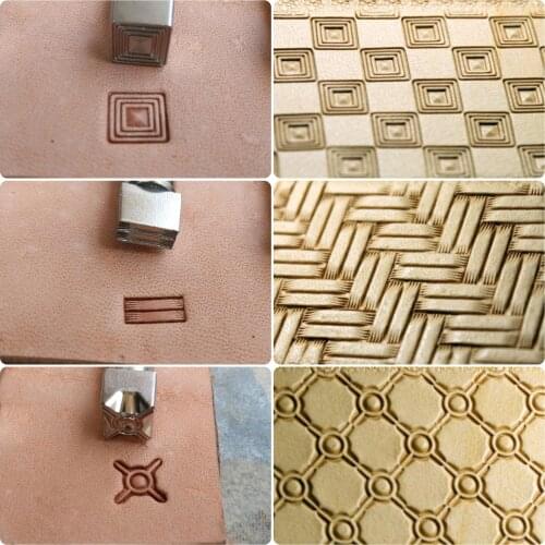 Leather Printing Tool Carved steel embossed stamp Weave pattern background DIY Metal stamps leathercraft cliche