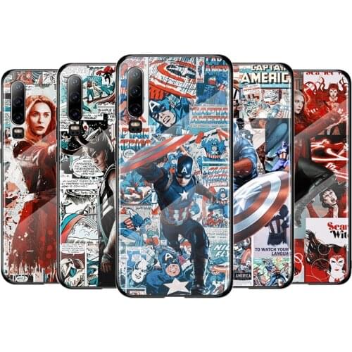Retro Marvel Comics For Huawei P40 P30 P20 P10 Pro Plus Lite 5G 2019 Tempered Glass Cover Shell Luxury Phone Case