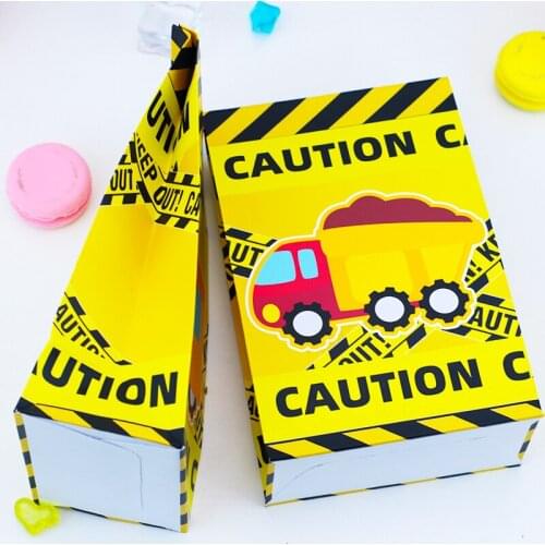 Construction trucks Favor Box Candy Box Gift Box Cupcake Box Boy Kids Birthday Party Supplies Decoration Event Party Supplies