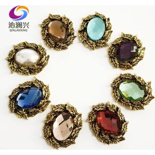 Super beauty Bronze color oval shape Glass Crystal flatback Retro sew on rhinestones,Diy/jewelry accessories 5pcs/pack