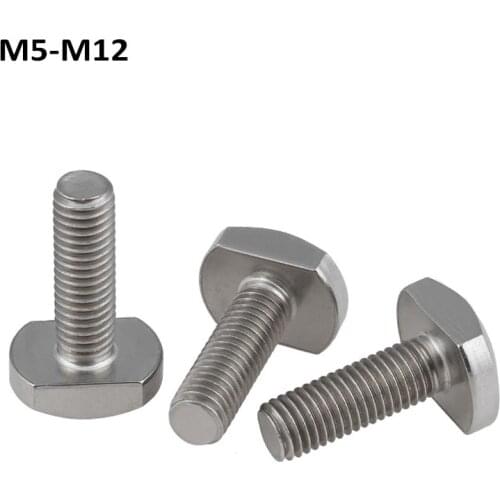 T Bolts 304 Stainless Steel T Bolt T-Slot Screw Square Bolts T-head Screw M5 M6 M8 M10 M12 GB37