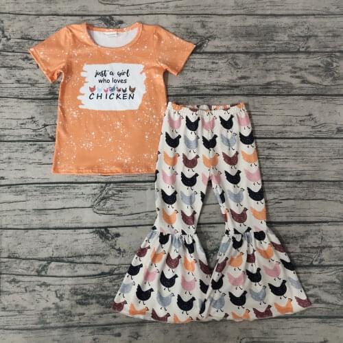 Just a Girl Who Loves Chicken Fall/Autumn Baby Girls Boutique Two Pieces Outfits