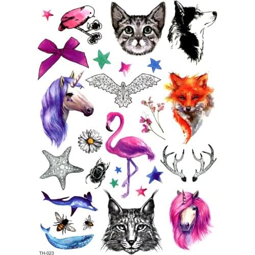Flowers And Animals Cat/dog Waterproof Temporary Tattoo Sticker Harrry Styles The Flash Tatoo Tatuajes Henna Tattoo Tatuagem