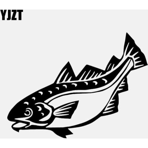 YJZT 15.4CM*11.6CM Cod Fish Sea life Nemo Animal Cute Fish Vinyl Decal Car Sticker Art Black/Silver C24-0475