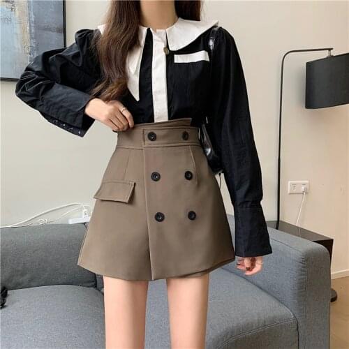 New Fashion Summer Buttons Skirt Shorts Women Streetwear Casual Womens Fashion Shorts High Waist Girls Punk Boots Shorts Femme