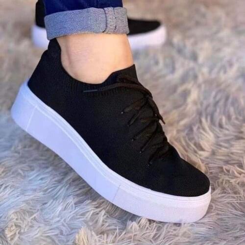 Womens Mesh Sneakers 2021 Autumn New Stylish Breathable Ladies Lace Up Casual Shoes Home Outdoor Sport Large-Sized Female Flats