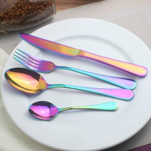 1pc/ 4pcs Dinner Wedding Travel Cutlery Spoon Reusable Camp Utensils Set Stainless Steel Fork Scoops Silverware Set Spoon Fork