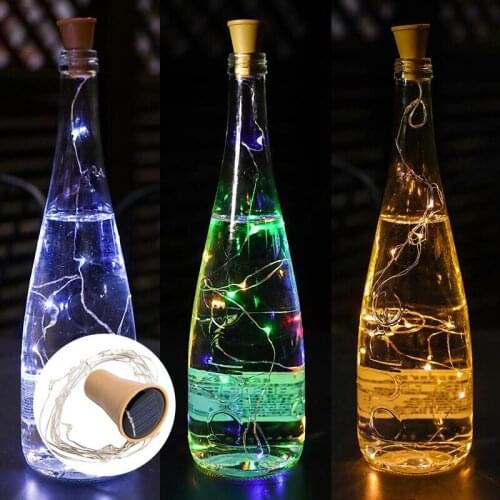 10Pack Solar Wine Bottle Lights 20 LED Solar Cork String Light Copper Wire Fairy Light for Holiday Christmas Party Wedding Decor