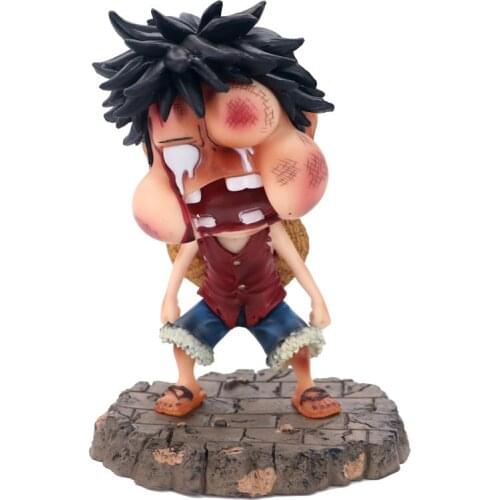 15cm One Piece Luffy Funny Fat Face Swelling Ver. PVC Action Figures OP Luffy Zoro Sanji Collectibles Model Toys