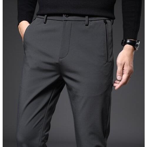 2021 Fashion Men Pants Slim Fit Spring High Quality Business Flat Classic Full Length Casual Trousers Male Khahi Pants