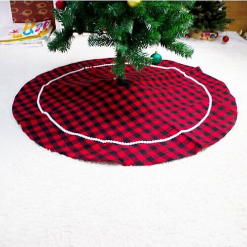 2021 New Christmas Tree Dress Decorative Round Knitting Christmas Tree Decoration Bottom Apron Carpet 120CM Red Black