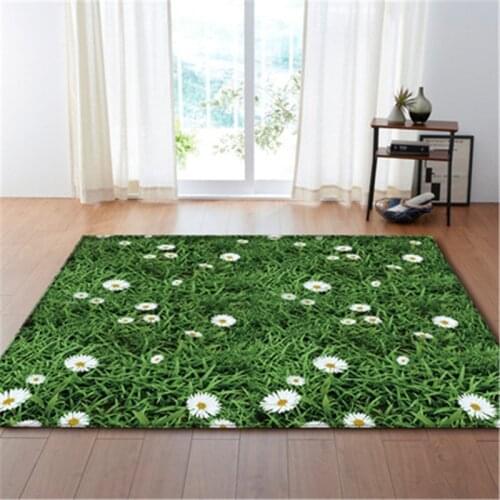 3D Carpets Grass Floral Print Parlor Area Rug Home Living Room Carpet Soft Flannel Bedroom Rug Dining Room Kitchen Mat Doormat