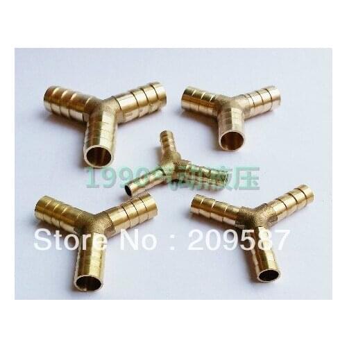 5pcs 3 ways 10mm BSP Y House Barbed Connection Pipe Brass Coupler Adapter