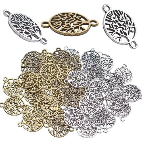 Jewelry Connector Tree of Life,50Pcs Tree of Life Pendant Tree of Life Necklace Connector Jewelry Making Supplies for DIY Craft