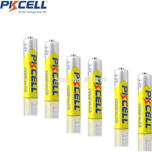 6pcs*PKCELL 1.2V 1000mAh AAA Rechargeable Battery Ni-MH Batteries