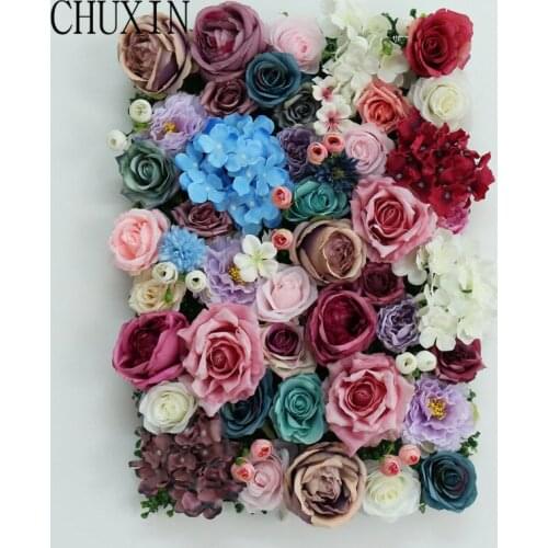 60*40cm Rose Wall Wedding Artificial Flower Wall Wedding Bridal Guide Decoration Wall Flower Row DIY Background Layout