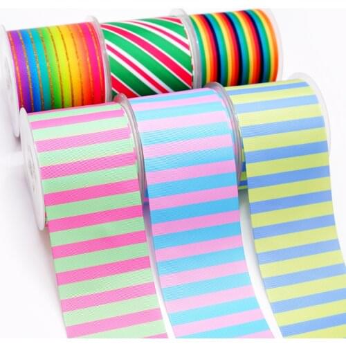 Choshim accessories 10 Yards Per Size Raindow Ombre Ribbon Printed Grosgrain Ribbon DIY Bow Bag Material 34318
