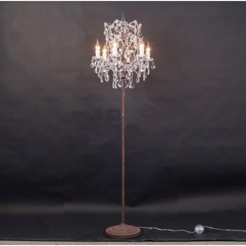 American retro British American country candle crystal floor lamp living room lamp bedroom bedside iron floor lamp