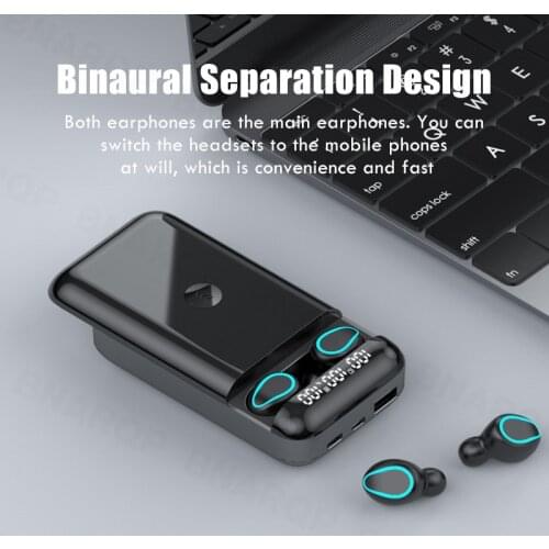 Wireless Bluetooth 5.0 Earphones Support Quick Charge Headphones LED Display Spport Waterproof Headset With 6000mAh Charge Case