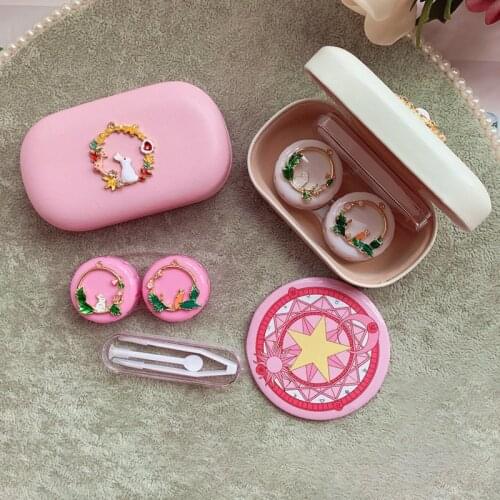 Hot Cute Flowers and rabbits Contact Lens Case For Women Hard Box Lenses Container Holder Eyewear Accessories