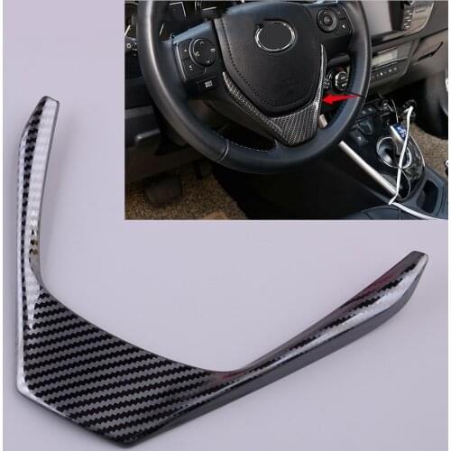 Carbon Fiber Style Stainless Steel Steering Wheel Frame Cover Trim Fit For Toyota Corolla 2014 2015 2016 2017 2018