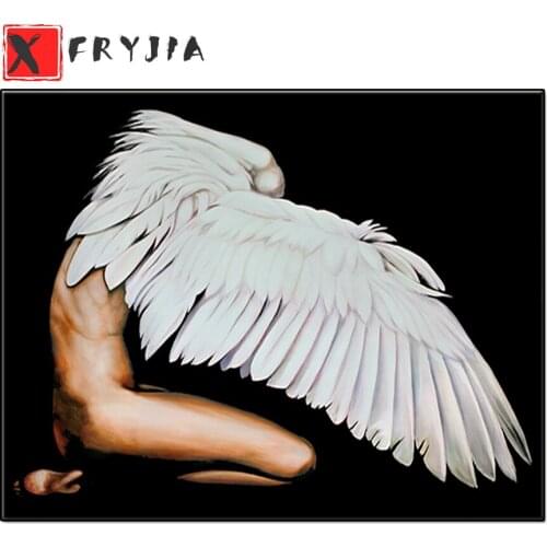 DIY Diamond-Painting White feather and sexy woman Full Square round Cross Stitch angel Diamond Embroidery Hobbies And Crafts