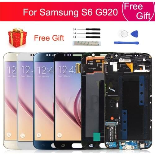 For Samsung galaxy S6 G920F LCD Display Touch Screen Digitizer With Frame Assembly For G920 G920f Super AMOLED LCD Repair Parts