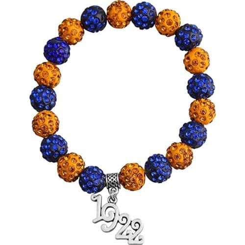 Elastic Handmade Green Yellow Crystal Beads 1922 Bracelets Greek Letter Sigma Gamma Rho Label Jewelry