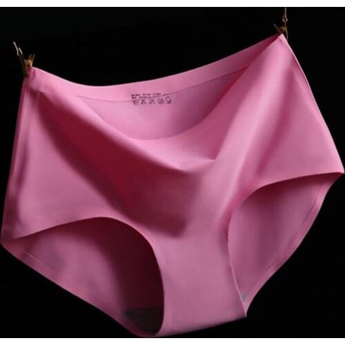 Hot sale 2021 short femme plus size women clothing sexy lingerie for women pink Mid waist seamless satin Ice silk brief sets