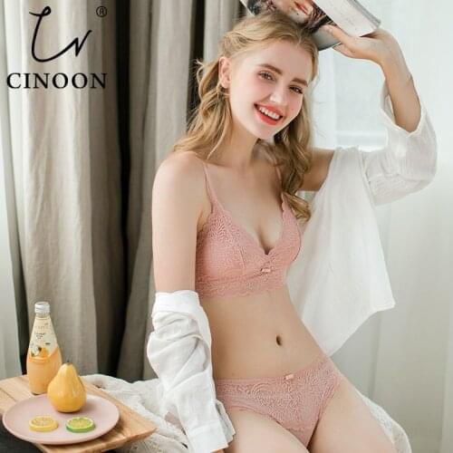CINOON Ultrathin Lingerie set Lace sexy Bra set Push up Underwear Embroidery Bralette Underwear for Women Bra and Panty set