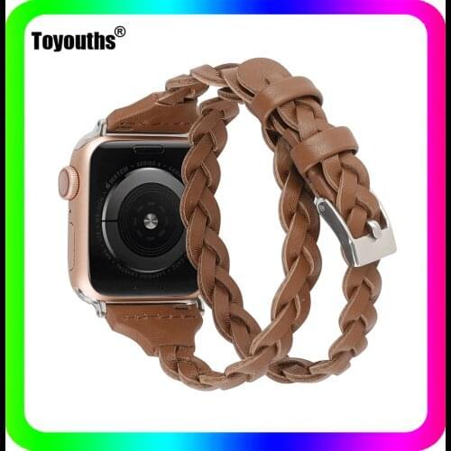 Leather Weave Double Wrap Bands for Apple Watch Clasp Strap Watch Accessorries Wrist Strap Band for iWatch Series SE 6 5 4 3 2 1