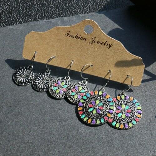 Summer Corful Earrings Set Summer Boho Water Drop Flower Dangle Earrings Hanging Fashion Jewellery Wholesale