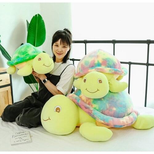 Cute and Beautiful Colorful Turtle Plush Animal Plush Toy Cute Rainbow Turtle Doll Soft Cushion Nap Pillow Kid Girl Cute Gift