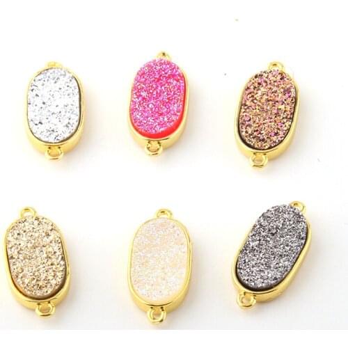Fashion Oval Resine Druzy Drop Pendant charm for DIY making bracelet necklace jewelry 6 color Mix