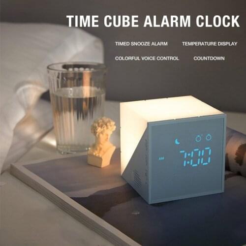 New Creative Time Cube Alarm Clock Temperature Led Colorful Night Light Alarm Clock Charging Bedside Childrens Alarm Clock