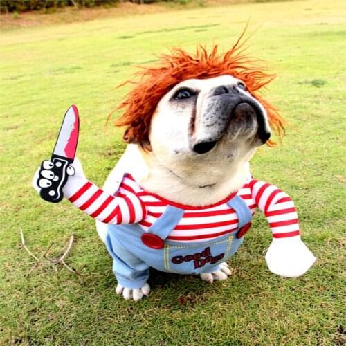 Pet Dog Halloween Clothes Dogs Holding a Knife Halloween Christmas Costume Novelty Funny Pet Cat Party Cosplay Apparel Clothing