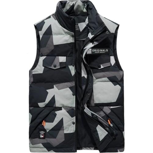 Autumn Winter White Duck Down Vest Men Camouflage Sleeveless Puffer Jacket M-3XL Down Waistcoat Warm Windbreaker Gilet Homme