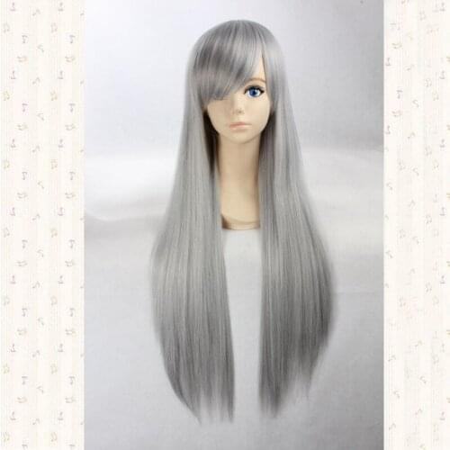 UKITAKE JYUSHIROU 80cm Silvery Grey Mix Long Cosplay Synthetic Hair Wig,Anime Wig + Wig Cap