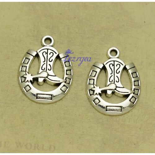 20pcs/lot--24x18mm, Antique Silver Plated Cavalier Horse Shoe Boots Charms,DIY Supplies,Jewelry Accessories