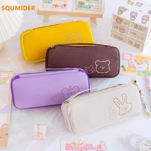 Portable cartoon cute pencil case School stationery bag Girl pencil bag kid Student pen case kawaii handbag School supplies gift