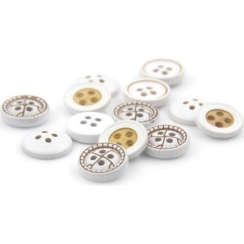 10pcs/lot Button White Wood Buckle Four Shirts Buckle Wooden Buckle Spring Summer Shirt Button Childrens Clothing Buckle