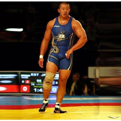 Sakura Series Man Wrestling Singlet Cherry Blossom Leotard Gym Outfit One Piece Rowing Suit Weight Lifting Tights