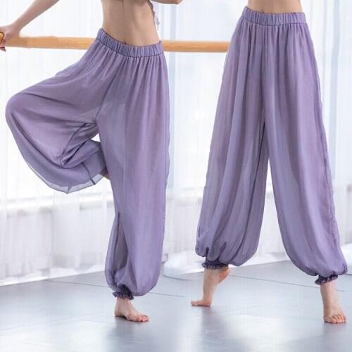 Latin Dance Chiffon leg Loose pants Lady Ballroom bloomers trousers Cha Salsa rumba modern Dance Wide leg pants Yoga