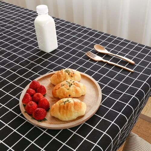 Linen small fresh table cloth lattice art desk coffee dining simple modern rectangle table-cloth