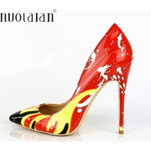 12/10/8CM Women Shoes Stiletto High Heels Ladies Sexy Patent Leather High Heel Shoes Pointed Toe Pumps Dress Wedding Shoes