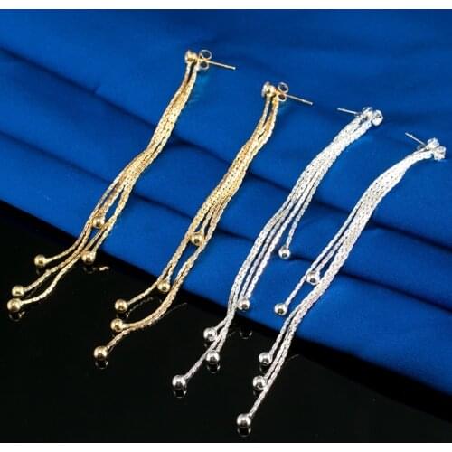 Korean Fashion Snake Chain Rhinestone Earring Line Starry Long Tassel Earring Womens Jewelry